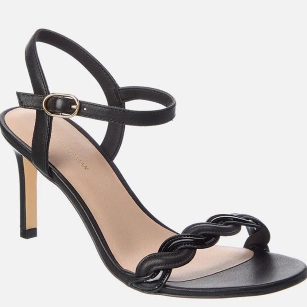 Stuart Weitzman Dancer Twistie 75 Black Leather Sandal Size 6
